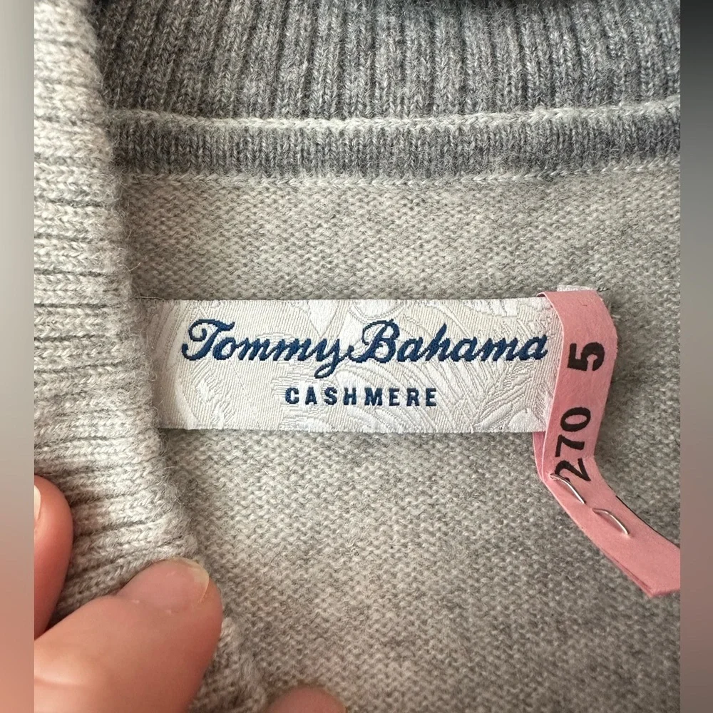 Tommy Bahama Mens Soft Sands Cashmere Button Mock-Neck Sweater in Gray (Sz XXL)